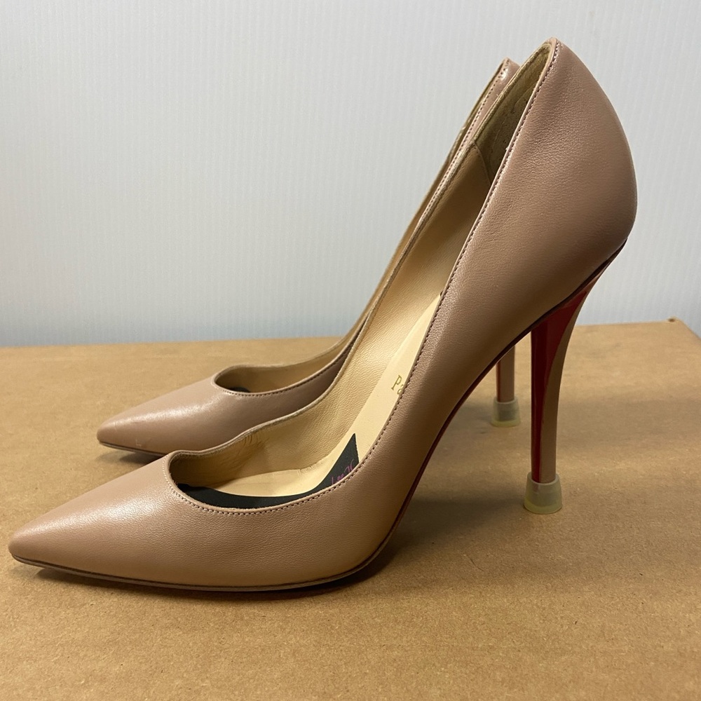 Christian Louboutin Tan and Red Heels